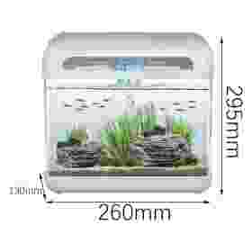 Aquapet Nano Aquarium ES-260 featuring a compact glass tank with waterfall design, integrated filtration, and LED lighting