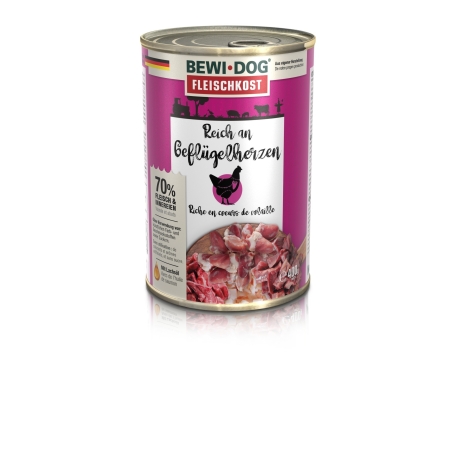 Bewi Dog Poultry Hearts 400g - natural protein treats for dogs at Aquapet Kenya