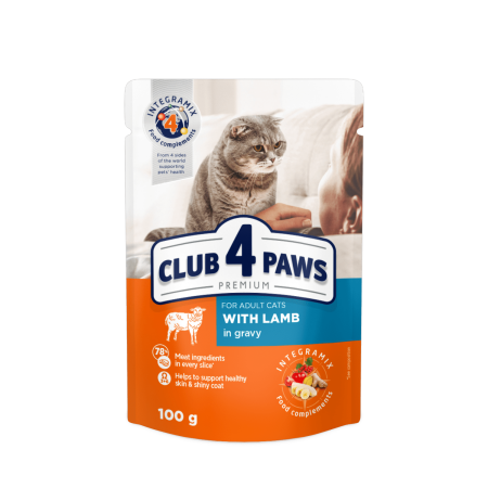 Club 4 Paws Lamb 100g premium cat treats at Aquapet Kenya