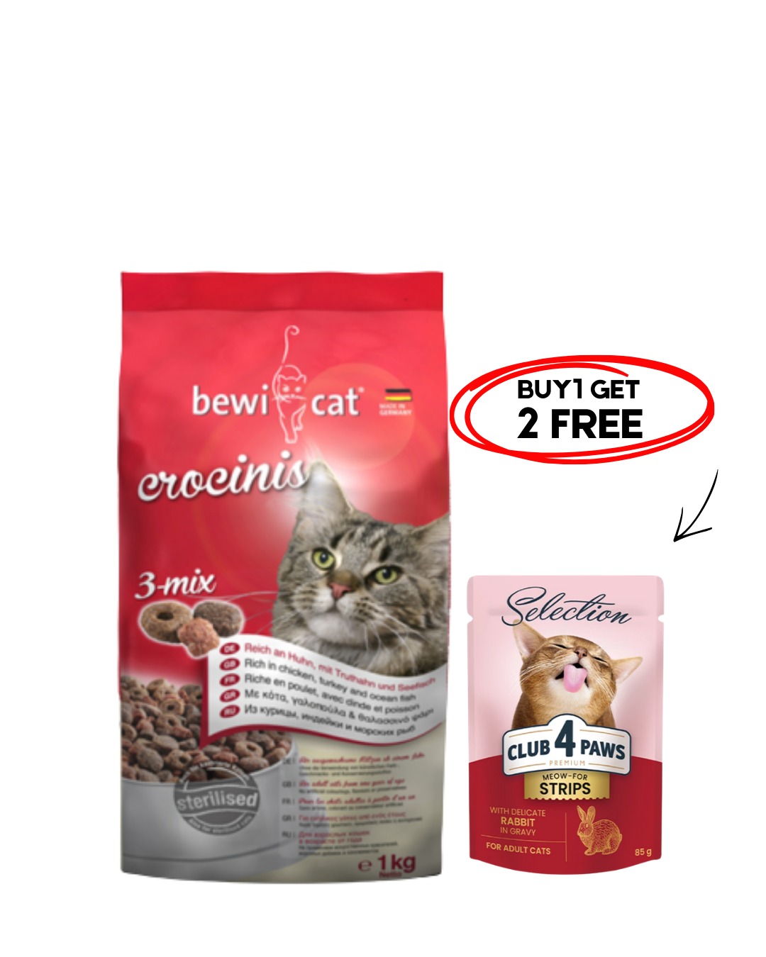 Bewi Cat Crocinis 3 Mix 1Kg